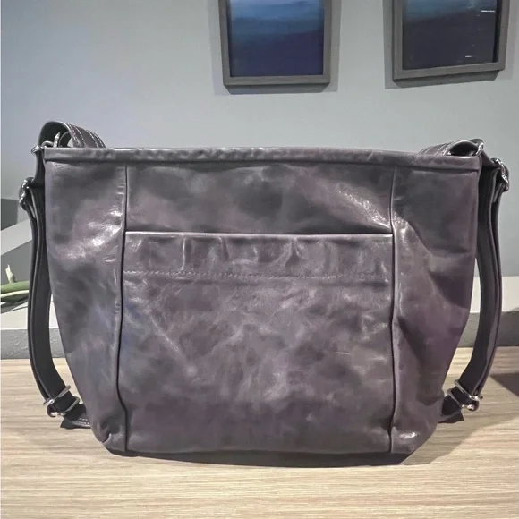 Elegant gray rough and tumble Leather Shoulder Bag Hartley in concord - Picture 1 of 11